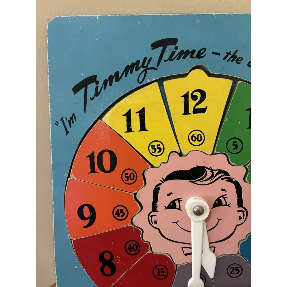Vintage Puzzle I'M TIMMY TIME Color Wheel Clock Complete 13 Pieces 1960’s